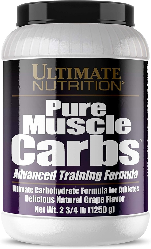 Ultimate Nutrition Pure Muscle Carbs - Kompleks węglowodanowego proszku dla trwałej energii - No Fat, No Cholesterol -Calorie dla mięśni i sportowców, Grape, 2.75 Funds