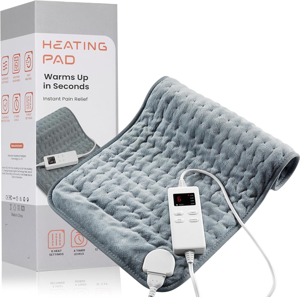 Ogrzewanie Pad na ból pleców Relief & Cramps, KOT Ogrzewanie Pad z automatycznym wyłączeniem Duży, 6 Ustawienia ciepła Podgrzewany Pad elektryczny, Prezenty dla kobiet, Prezenty dla mężczyzn, 12 "x 24"