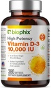 biophix Vitamin D-3 10000 IU 380 Softgels - High-Potency in Extra Virgin Olive Oil Non-GMO Soy-Free Supports Strong Bones Immune Health