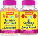 WellYeah Turmeric Curcumin Kids + B Complex Kids, Gummies Bundle - Great Desting, Suplement witaminy, Gluten Free, GMO Free, Gummy do żucia