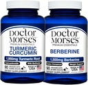Kurkumina Turmerowa Doktora Morse 'a 1950mg & Berberine 1500mg Bundle - Wspólne wsparcie, Zdrowe Metabolizm i Immune Boost z BioPerine & Ceylon Cynamon, FDA- Zarejestrowany, NSF- Certified 90 Kapsułki