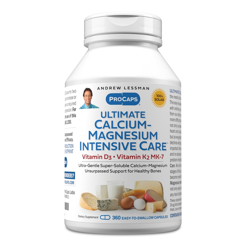 ANDREW LESSMAN Ultimate Calcium- Magnezu Intensywna Pielęgnacja z witaminą D3 & K2 MK7- 120 µg - 360 Kapsułki - Kości i Szkielet Zdrowie Essentials. Delikatne, łatwe do połknięcia, super rozpuszczalne. Brak dodatków