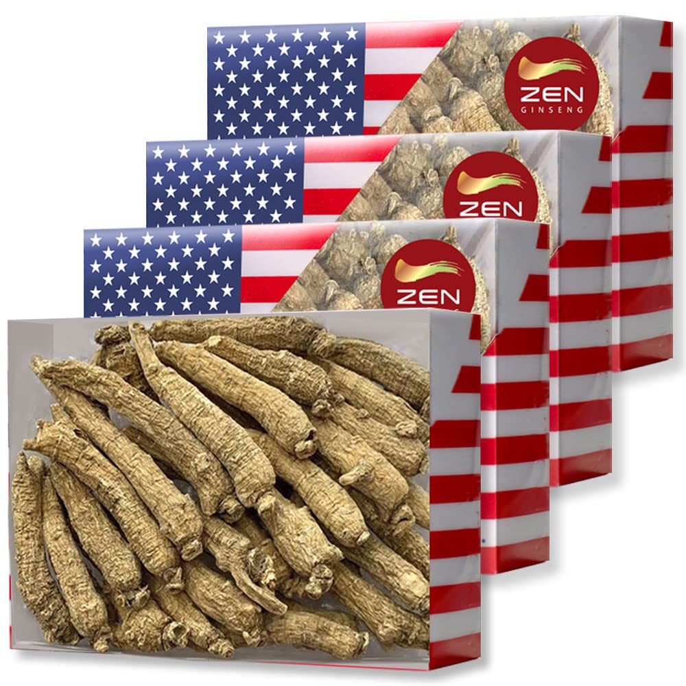 4 Pudełka wybrane ręcznie American Ginseng Root- Small Tail (4oz / Box) Wzmacnia odporność organizmu, energię i wytrzymałość dla mężczyzn i kobiet (16 Oz. (opakowanie 4))