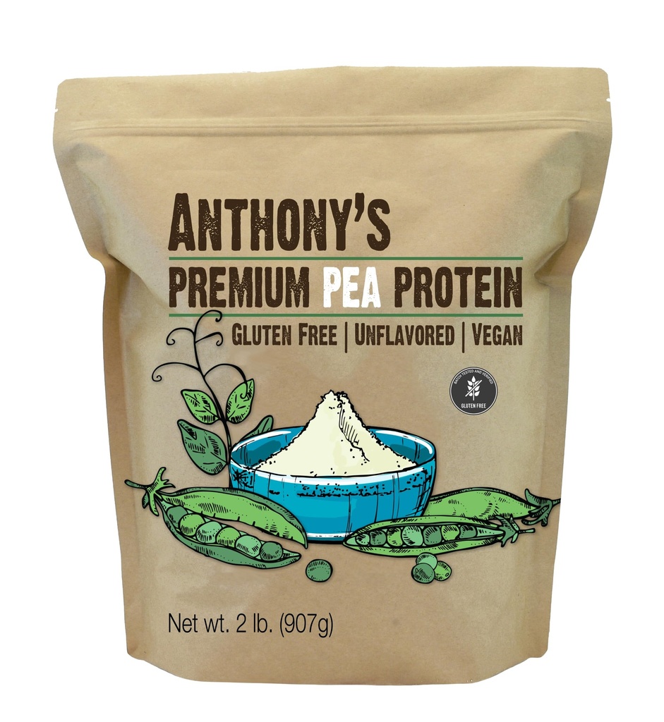 Anthony 's Premium Pea Protein, 2 lb, Roślina oparta, Gluten wolny, Unflavored, Wegan, Keto Friendly, Made from Peas