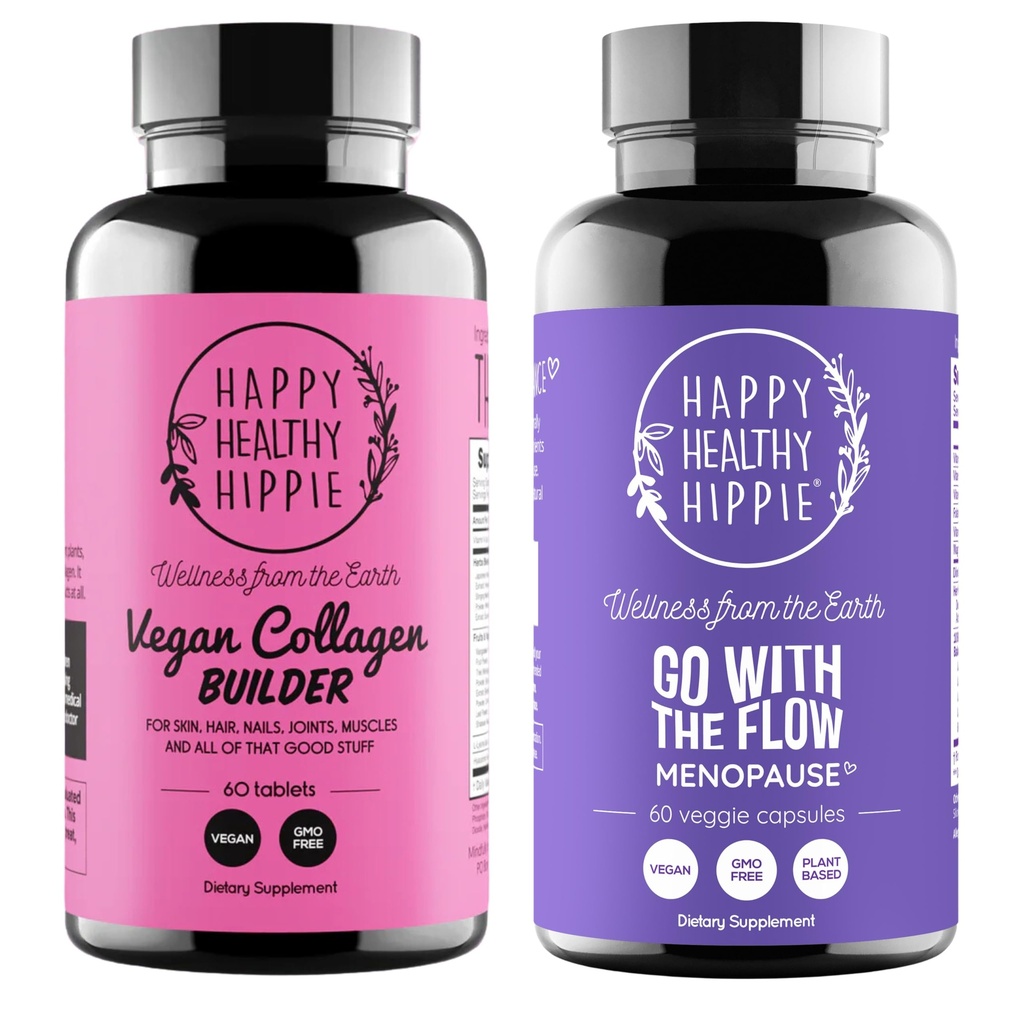 Happy Healthy Hippie Go with The Flow Menopauza Support & Vegan Collagen Builder Collagen Pills