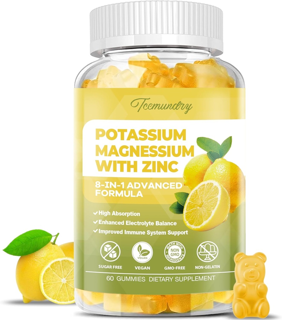 Potassium Supplement Gummies for Adults: Potassium Citrate 99 mg - Potassium Magnesium Supplement for Muscle, Electrolyte, Energy