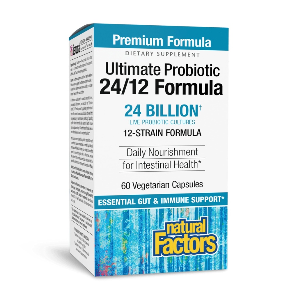 Naturalne Czynniki Ultimate Probiotic 24 / 12 Formuła - Suplement do wsparcia zdrowia z probiotyki - Immunitet & Gut Health Supplement - 60 Kapsułki wegetariańskie (60 Słupki)