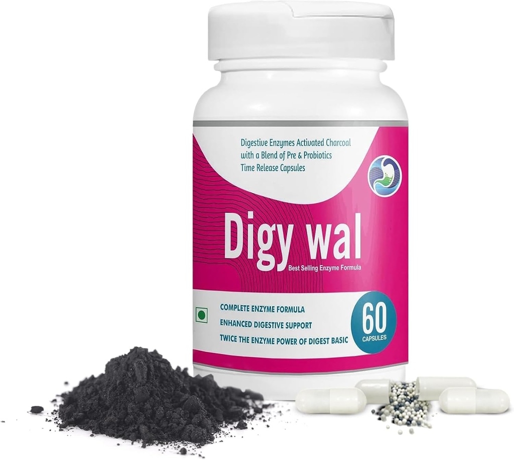 Digestive Enzym Kapsułki (60 Hrabia) - Aktywowany Węgiel Digestive Enzymy z Probiotyki i Prebiotyki - Immunitet Suplement do Żywieniowego Zdrowia - Probiotyczne Kapsułki Dla Ulepszonej Energii i nastrojów