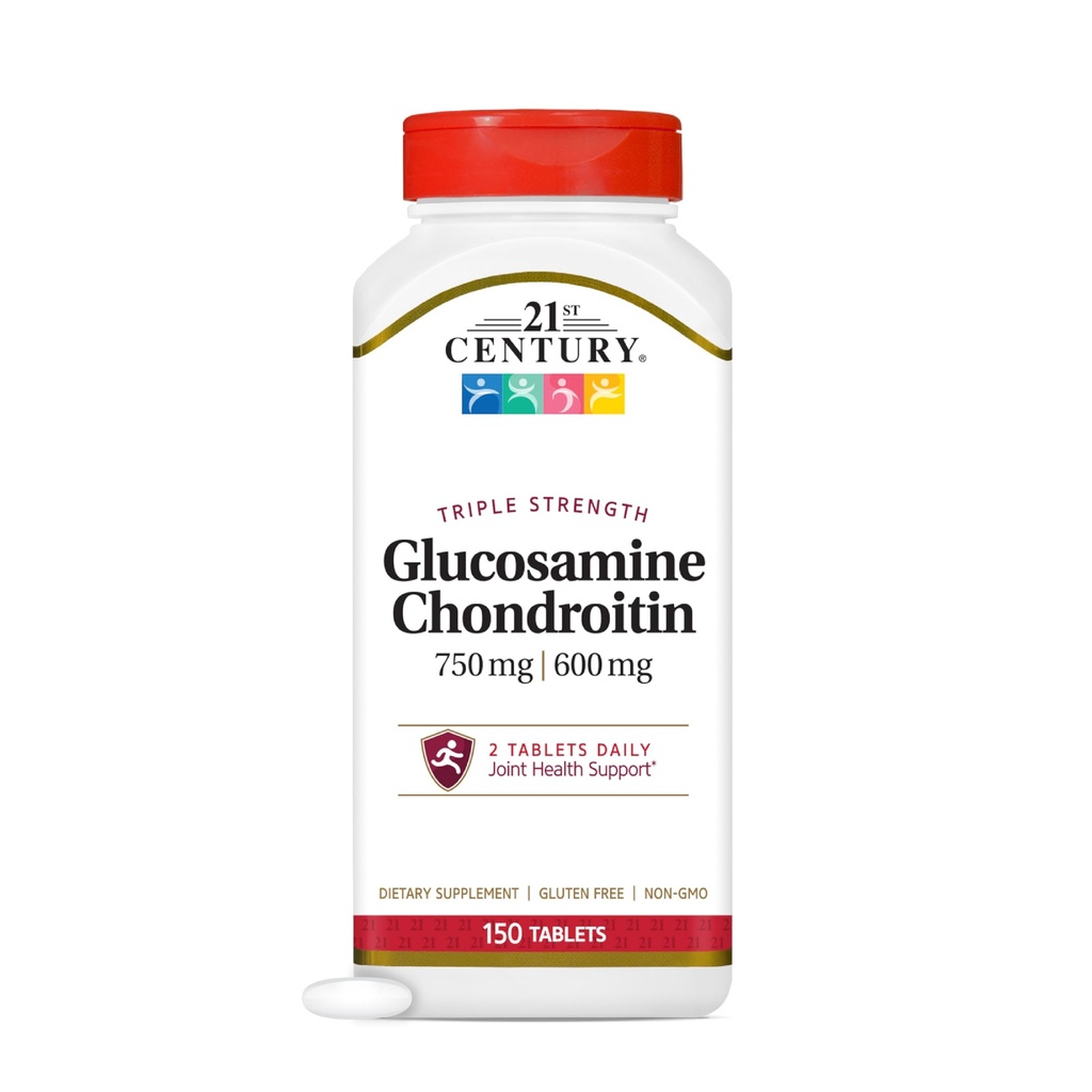 21. Century Glukozamina Chondroitin 750 / 600mg - Potrójny Moc, Tabletki, 150 Licznik