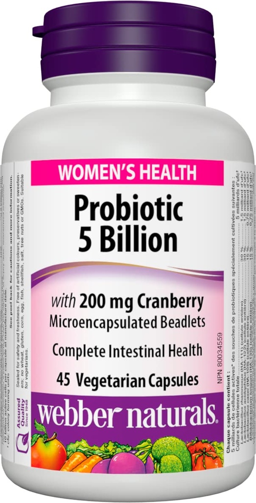 Webber Naturals Women 's Multi Probiotic with Cranberry, 45 kapsułek