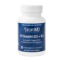 BRAINMD Witamina D3 + K2- 60 Kapsułki - Synergistyczne Wsparcie dla Zdrowych Kości i Cognition - Gluten Free - 60 Służenia