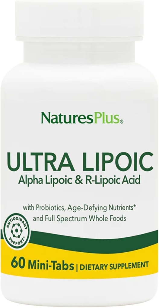 Natury Plus Ultra Lipoic - 60 Dwuwarstwowe mini- Tabs - Obsługuje darmowe obronne radykalne z probiotyki, Składniki odżywcze i całe koncentraty żywności - Gluten Free - 30 Sługi