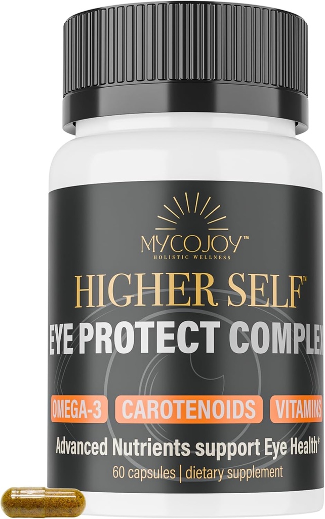 Higher Self ™ Eye Protect Complex Blue Light Defense Advanced Daily Vision Support with Lion 's Mane, Omega-3, Lutein, Zeaksantyna, Bilberry Extract i Eyebright 124; 60 Kapsułki