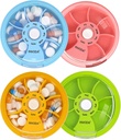 INVODA Cotygodniowy pill organizer 7 Commodation Rotating pill Box for Daily Medication & Vitamin - Przenośny piłeczka podróż Fish Case Supplements Vitamin Organizer (4PCS)