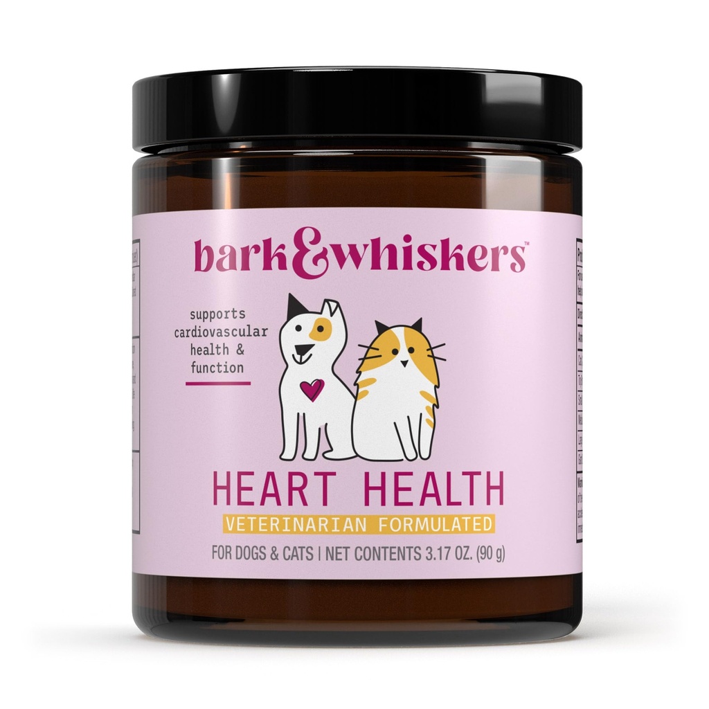 Bark & Whiskers Heart Health for Dogs & Cats, 3.17 oz. (90g), 90 Scoops, Cheddar Cheese Flavor, Wspiera zdrowie i funkcję układu sercowo-naczyniowego, Weteranarian Formated, Non-GMO, Dr. Mercola