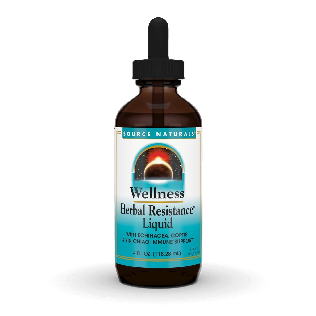 Źródło Naturals Wellness Herbal Resistance Liquid Immune Defense Supplement and Immunity Booster with Echinacea, Elderberry and Yin Chiao - 4 Fluid Oz