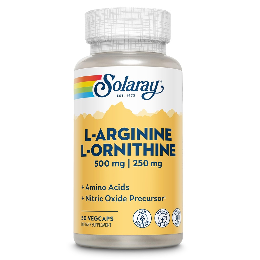 Solaray Free Form L- Arginine and Ornitine Capsules, 50 Count