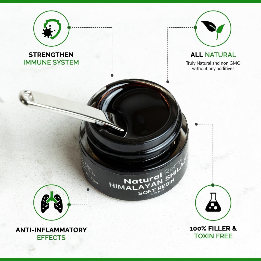 Natural Rems Organic Shilajit - Shilajit Pure Himalayan Organic - Pure Shilajit Fulvic Acid Supplement - Shilajit Energy and Focus Supplement - Holistic Health Supplements...