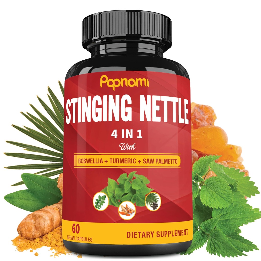 Stinging Nettle Extract Kapsułki z Boswellia, Turmeric & Saw Palmetto - 2 Miesiące dostaw do stawów, Zarządzanie ciałem, Skóra, Włosy i odporność