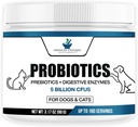 American Standard Supplements Probiotics for Dogs & Cats with Prebiotics & Digestive Enzymes, 5 Billion CFU, 9 Strains, 3.17oz (90g), 180 Servings - Dog & Cat Probiotics for Gut Health & Trawienie