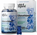 Wild & Organic L Glutathione Gummies - Reduced Glutathione 500mg for Antioksydant Support - Liver Cleanse Detox Supplement - 60 Vegan, Non-GMO, Pectin- based chews