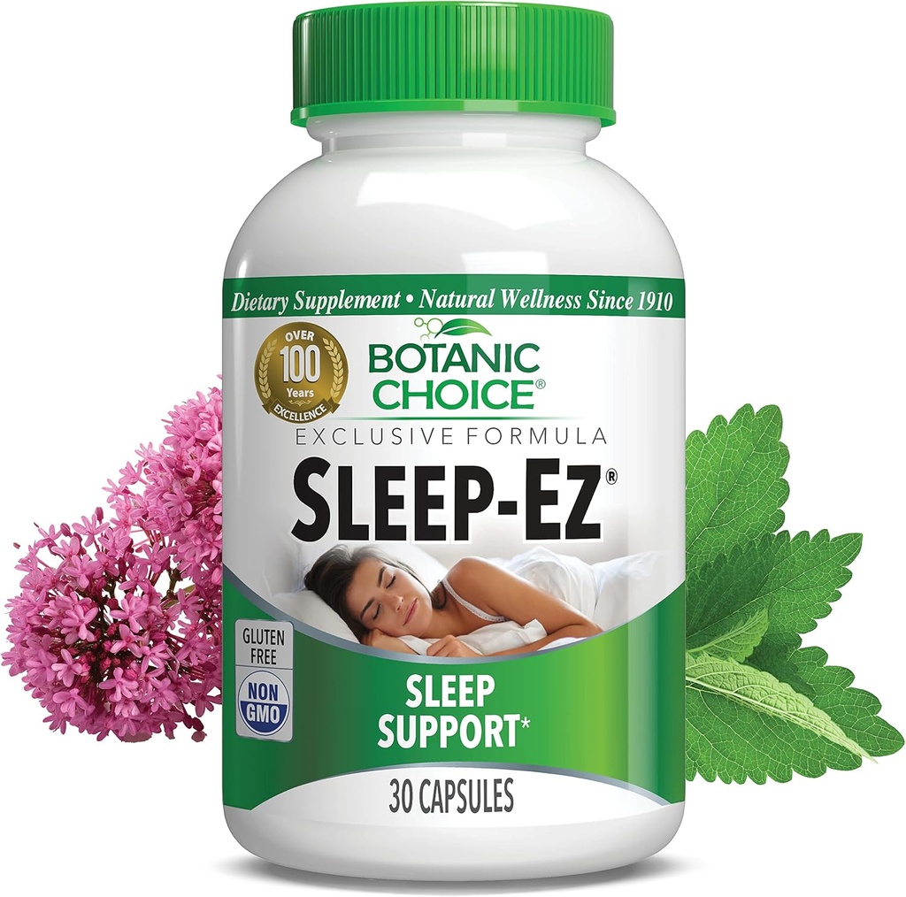 Botaniczny wybór Sleep- Ez- Potężny mieszanka Valerian Extract, Melatonina, Chops, Kava Kava i balsam cytrynowy pomóc Foster Sen bez Groginess (30 kapsułki)