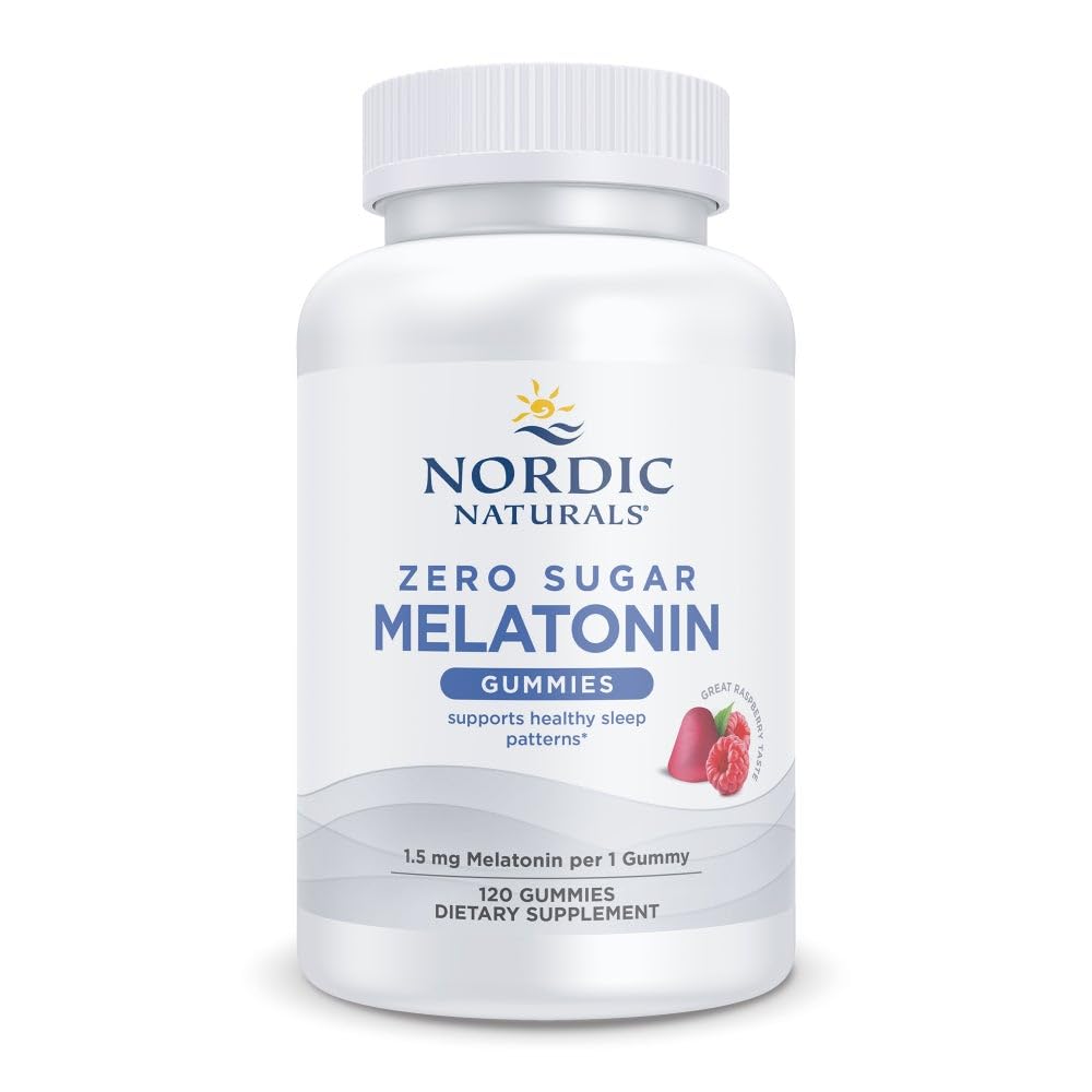 Nordic Naturals Zero Melatonin cukru Gummies, Malina - 120 Gummies - 1,5 mg Melatoniny - Wielki smak - Resteful Sleep, Wsparcie przeciwutleniacze - Non-GMO, Wegan - 120 Służenia