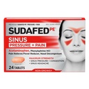 Sudafed PE Sinus Pression + Pain Relief Tablets, Maximum Strength, Non- Drowsy, OTC Sinus Relief Medicine with Acetaminophen Pain Reliever & Fenylephrine HCl Nasal Decongestant, 24