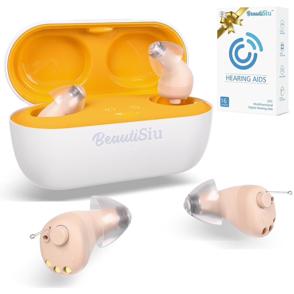 Hearing- Aids - Premium Recharing Hearing- Pomoc dla Starszego / Senior Utrata słuchu z Superior Hałas Anulowanie, Niewidzialna pomoc słuchu z Charging Case, Długi okres do 150h
