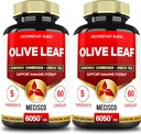 5in1 Olive Leaf Extract for 4 Miesiące 6050mg z Garcinia Cambogia, Zielona herbata, Zielona kawa i czarny pieprz - Zdrowie układu sercowo-naczyniowego, Well Being & Immune Support - 2 opakowania 60 kapsułki
