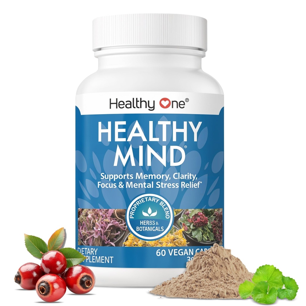 Zdrowy umysł - Safe for Teens - Brain Fog - Cognitive Function - Koncentracja - Optymalizacja neurologiczna - Mood - Ginkgo Biloba - Ginseng - Rhodiola - Bacopa - Gotu Kola - Zielona herbata - 60 Hrabia