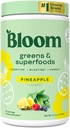 Bloom Nutrition Superfood Zielony proszek, Enzymy z probiotyki i prebiotyki, Gut Health, Bloating Relief dla kobiet, Chlorella, Zielony sok Mix z buraka korzeniowego proszek, 25 SVG, Ananas