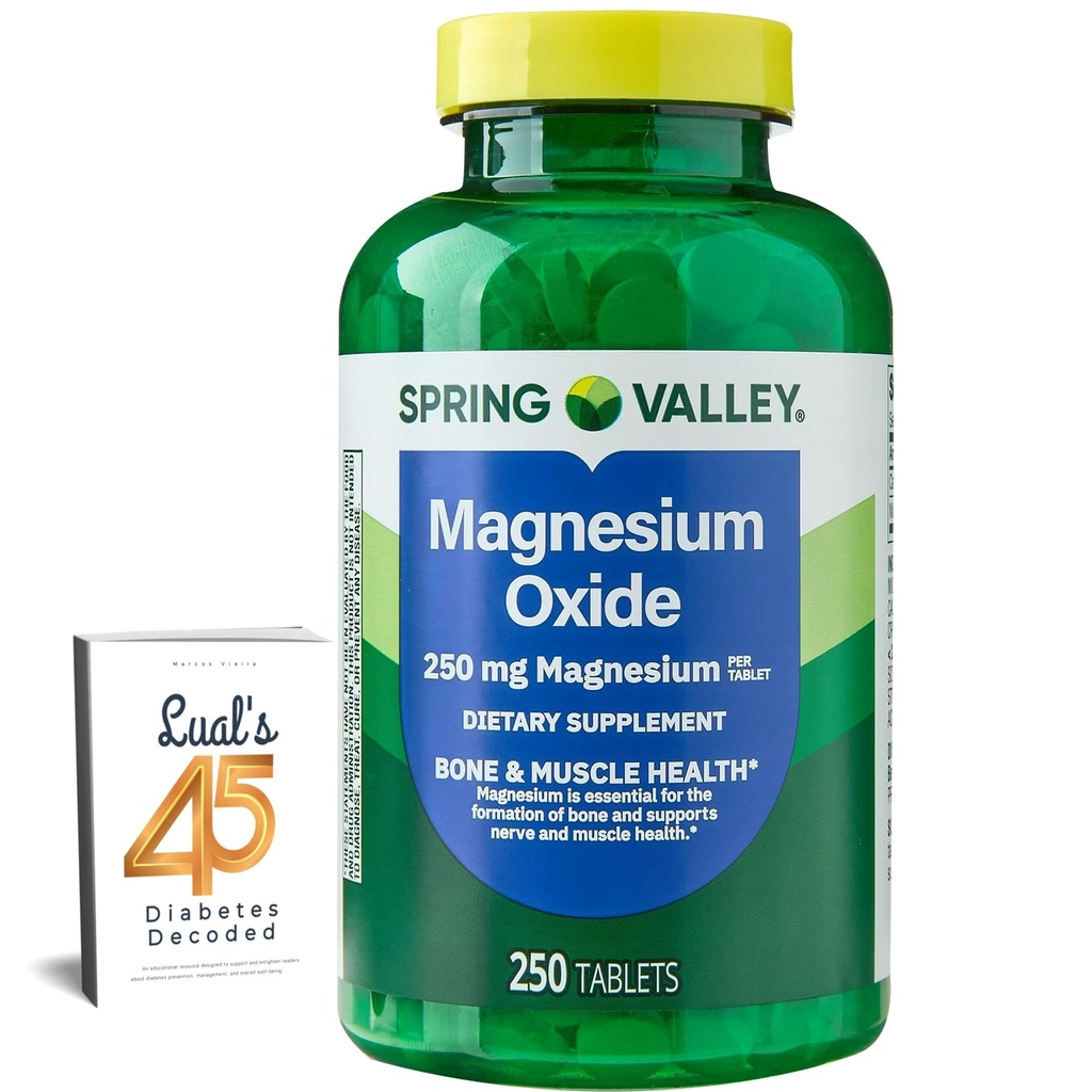 Spring Valley Magnezu 250mg 250 Hrabia, Bone & Muscle Health, Najlepszy suplement magnezu dla kobiet, Suplement diety Pasek z Lual 45 Cukrzyca Dekodowane