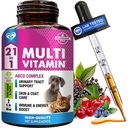 Kot & Pies Multivitamin Płyn z Glukozaminy i Żurawiny 124; 15 w 1 Suplementy zdrowotne dla nerki traktowej moczu, Bledder, Hip & Joint, Skóra & Coat 124; Naturalna medycyna UTI Made in USA (60 ml)