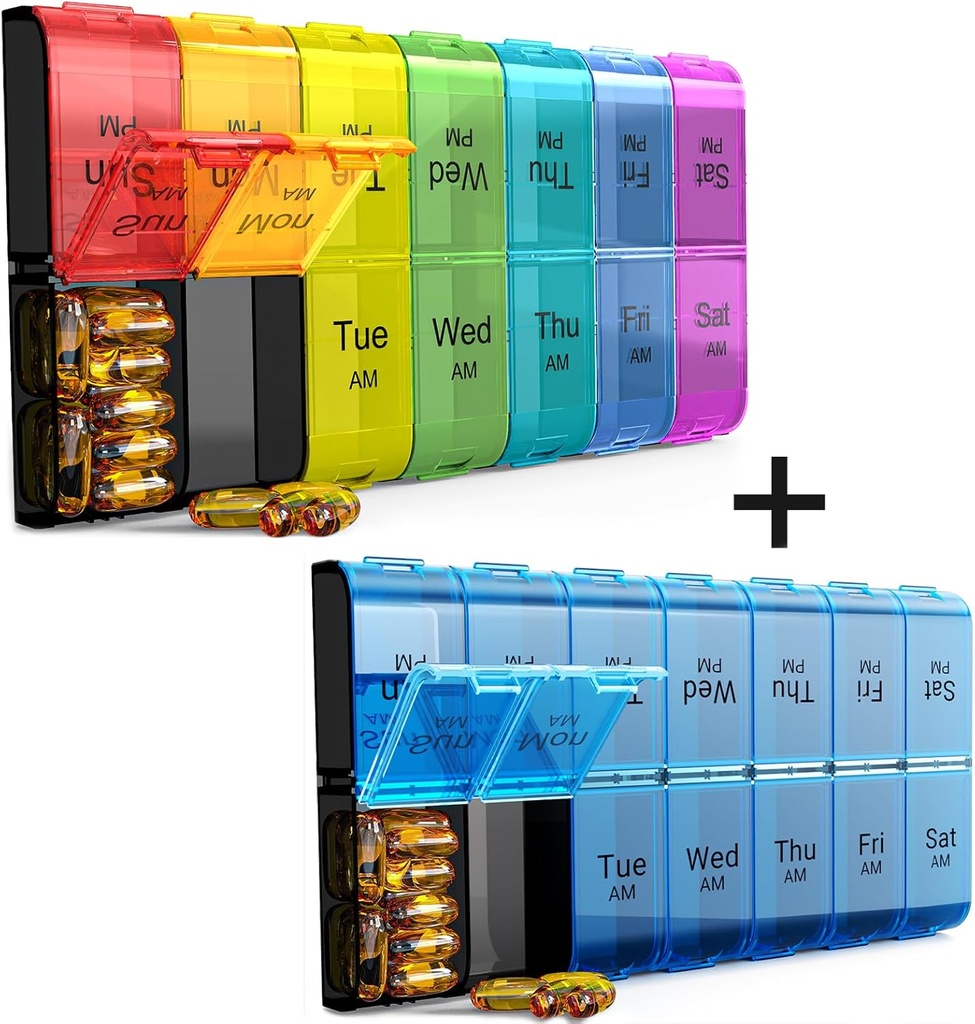 2 razy dziennie, tygodniowy XL AM PM pill case, 7 dni pill box Dwa razy dziennie