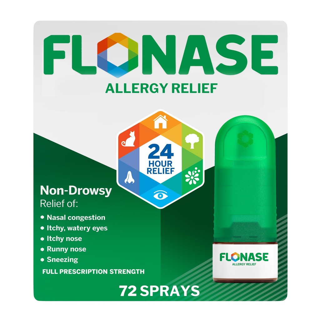 Flunaza Ulga alergiczna Nasal Spray, 24-godzinna Alergia Lekarska, Metered Nasal Spray - 72 Spray - Upadek i Sezonowa ulga alergiczna