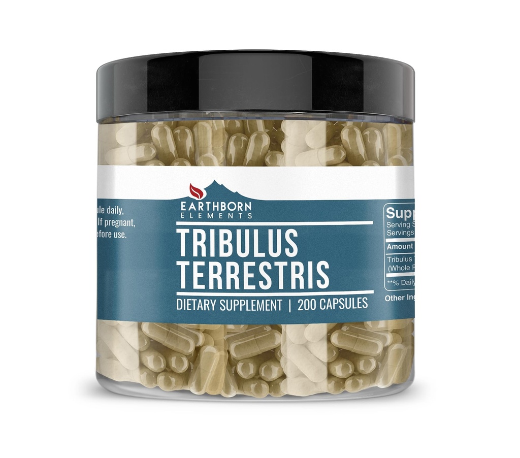 Earthborn Elements Tribulus Terrestris 200 Kapsułki, Czyste i Nierozcieńczone, Brak dodatków