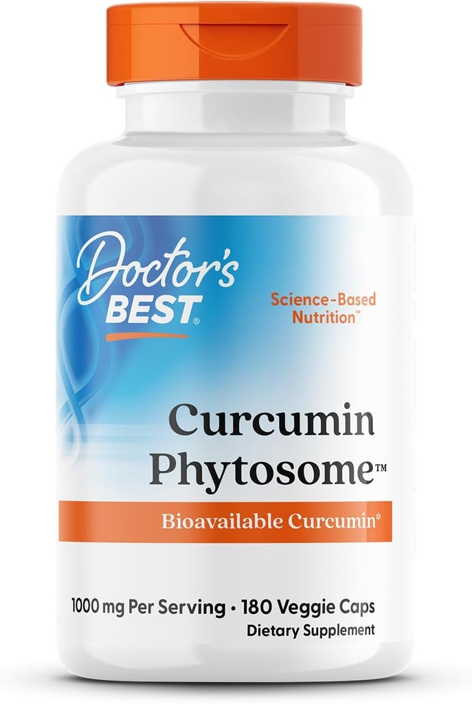 Lekarze Najlepsza Curcumin Phytosome, Biodostępny Curcumin, Non-GMO, Gluten Free, Soy Free, Vegan, 1000mg, 180 Veggie Caps