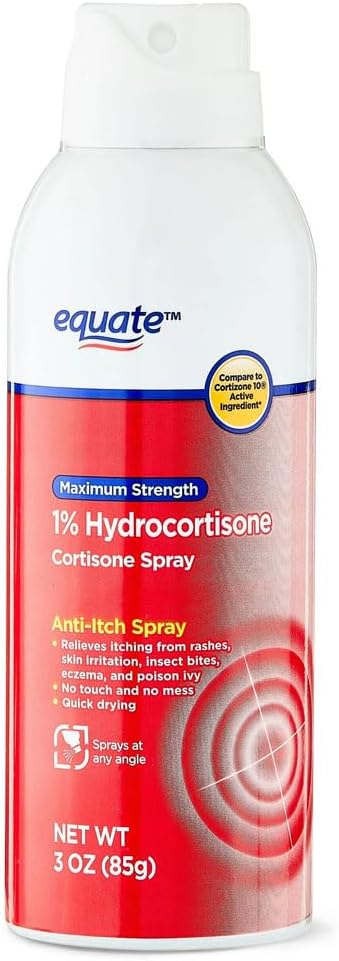 Maksymalna wytrzymałość 1% Hydrokortyzon, z Aloe, Spray ciągły, przez równowartość, Porównaj z kortyzon- 10 Szybki strzał