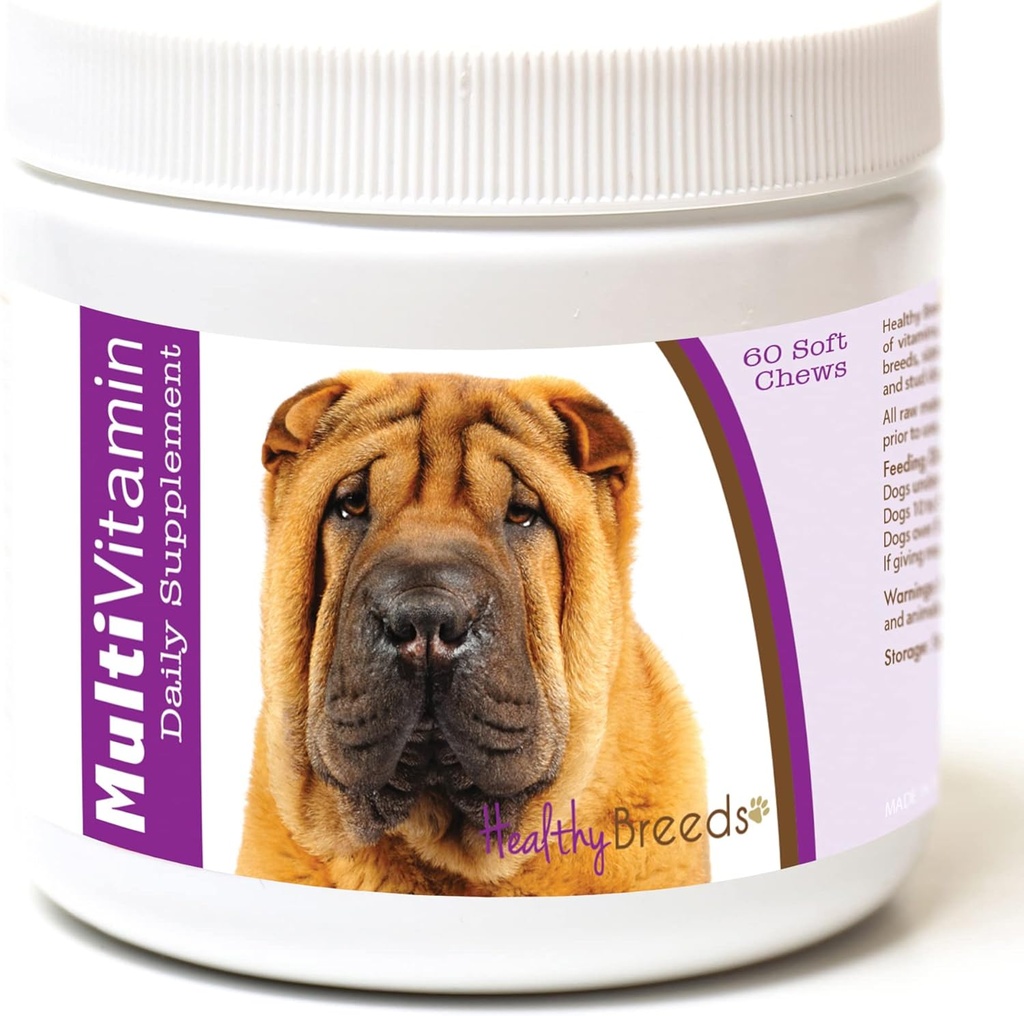 Zdrowe Hodowle Chiński Shar Pei Wielowitaminy Miękkie Chews 60 Hrabia