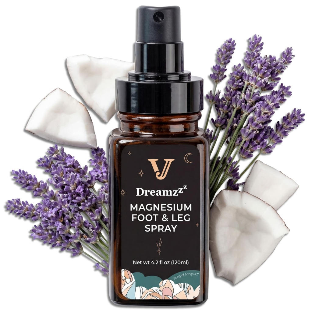 Dreamzzz Magnezu Spray for Feet and Sleep - Mieszany olej magnezowy Formuły z lawendą i olejem kokosowym - Rozpylacz magnezowo-magnezowy dla kobiet - Zmniejszenie lepkości - 4.2 oz