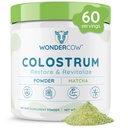 WONDERCOW Colostrum Supplement Powder for Gut Health, Wsparcie immunologiczne, Odzysk mięśni i Wellness 124; Natural IgG Pure Whole Bovine Colostrum Superfood, Matcha, 60 Służenie