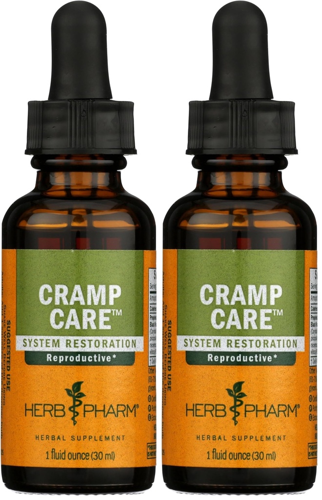 Herb Pharm Cramp Care Liquid Herbal Extract w celu wsparcia zdrowego cyklu menstruacyjnego - 1 unce (Opakowanie 2)