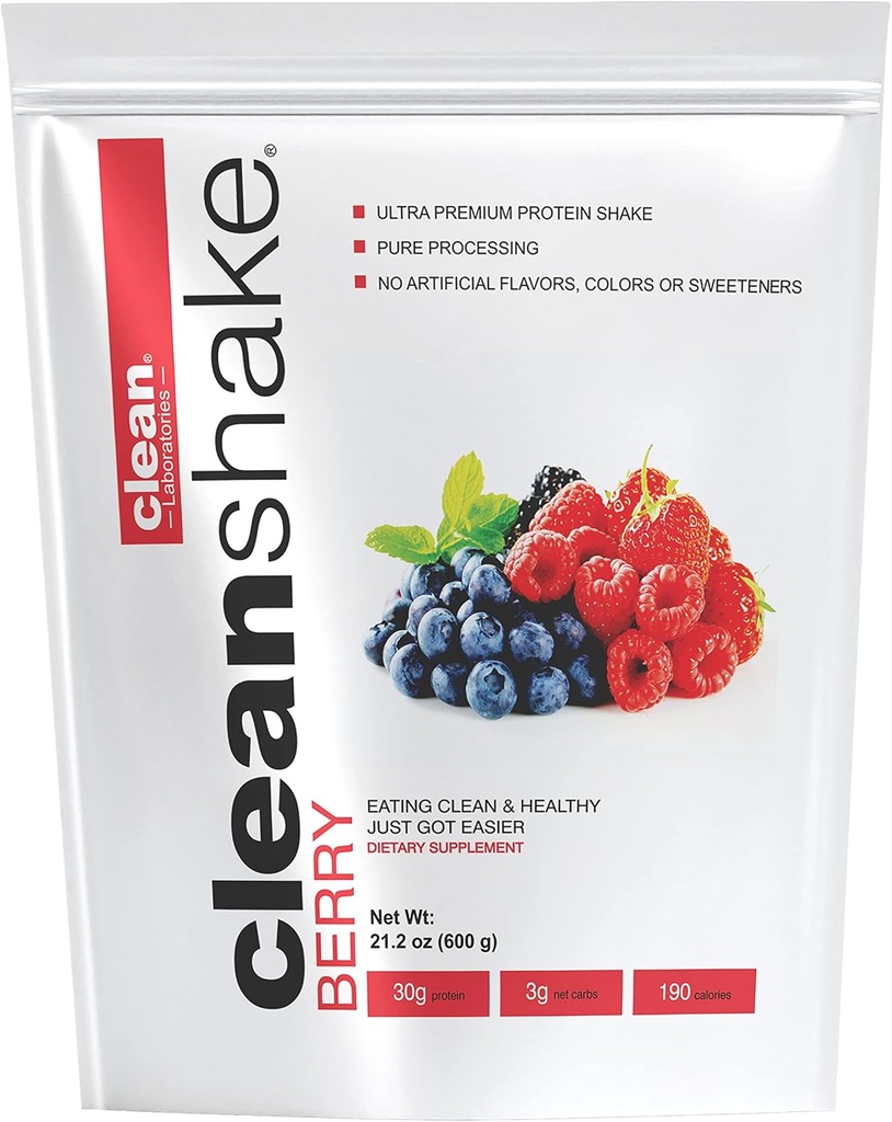 CleanShake Ultra- Premium Protein Shake. Czysty proszek proteinowy wstrząsnąć z 21 składników organicznych, 23 witaminy i minerały, i Non-GMO i rGBH- beztrawkowe serwatkowego białka. Poinformowane białko certyfikowane