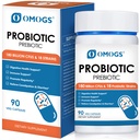 OMOGS Probiotyka 120 Miliard CFU 18 Szczepy, 3 Prebiotyki i Enzymy trawienne, Pomaga Digestive, Gut Health, Immune, Wspomaga sporadyczne zaparcia, Biegunka i gaz - dla kobiet i mężczyzn, 60 Kapsułki