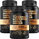 4- in-1 Kurkuma i Czosnek Suplementy z BioPerine - 2360mg Turmeric Ginger Root Kapsułki z czosnku - Wysoka moc Herbal Mieszanka (120 ct, Opakowanie po 3)
