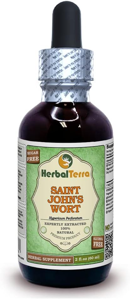 Dziurawiec zwyczajny (Hypericum Perforatum) Glicerol, Organiczny suszony ziołowy ekstrakt płynny wolny od alkoholu 2 oz