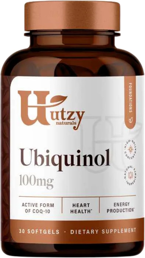 Utzy Naturals Ubiquinol 124; 100 mg 124; High Absorption Patented CoQ- 10 (Kaneka ®) 124; Heart Health & Energy Support Birth124; Made in USA