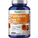 NusaPure Pumpkin Seed Oil 1000mg 200 Softgel Kapsułki (Non-GMO, Soyfree) Natural Occurring Phytosteroli