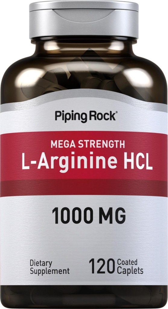 Piping Rock L- Arginine HCl 1000mg XI124; 120 Caplets XI124; Suplement dla mężczyzn i kobiet XI124; Mega Siła XI124; Wegetarian, Non-GMO, Gluten Free